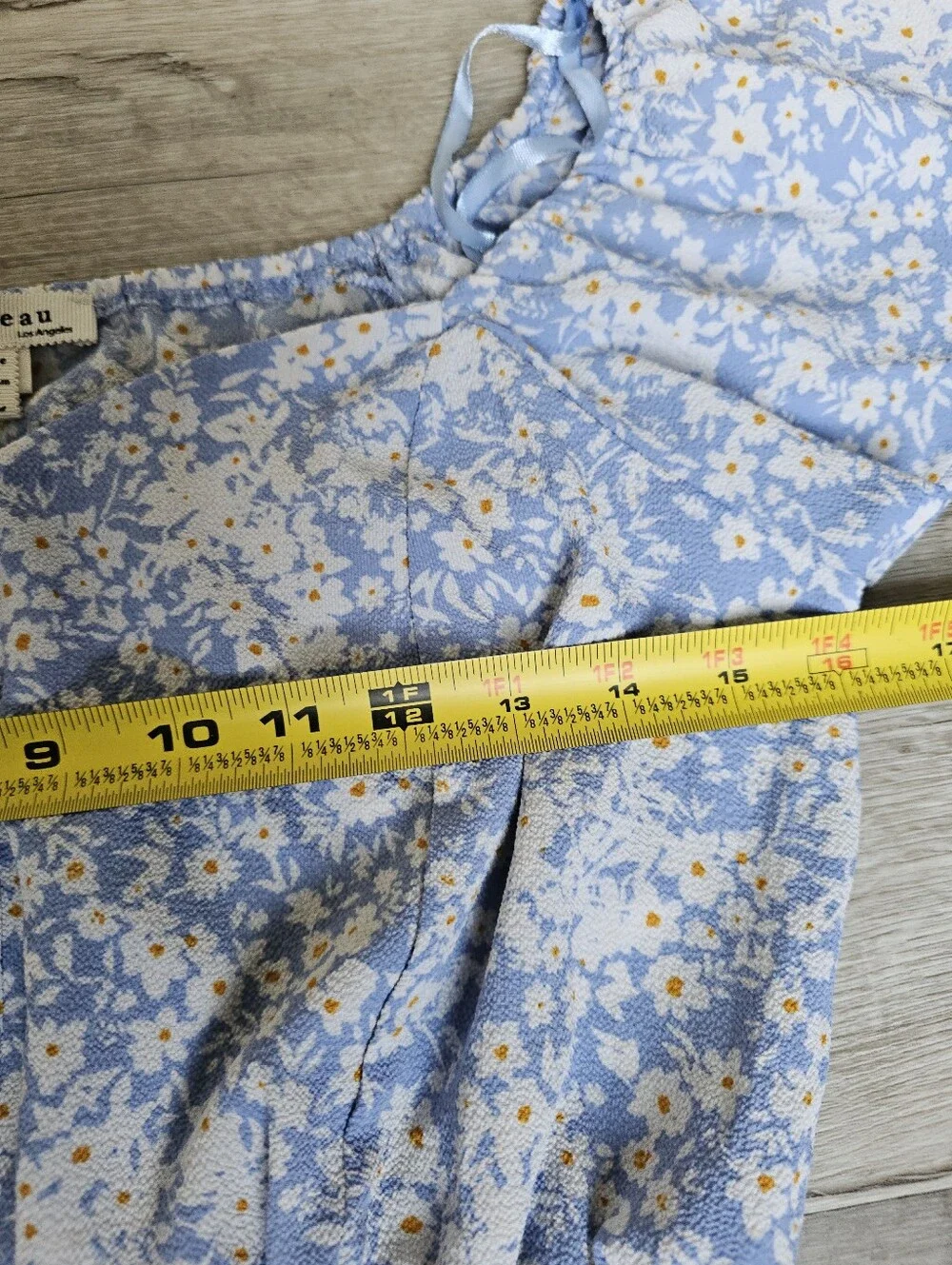 Monteau Blue Floral Smocked Crop Top Off The Shoulder XL
